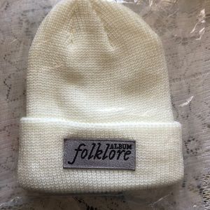 folklore album cream beanie